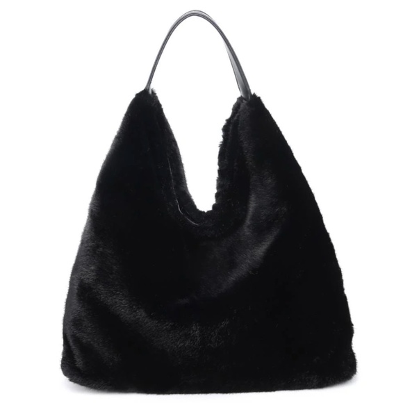 NWT Black Hobo Bag Large Soft Vegan Shoulder Handbag Stylish Everyday - Picture 4 of 6